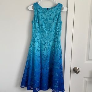Blue Ombre Midi Lace Dress